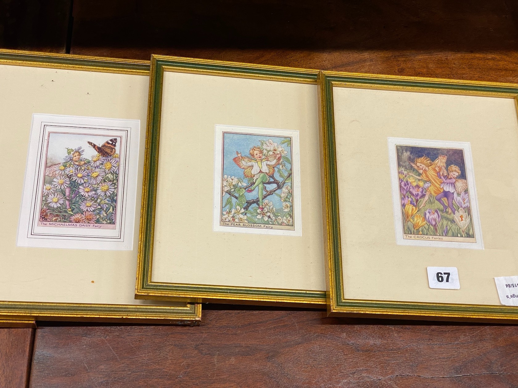 After Cicely Mary Barker - a set of six coloured prints of fairies, each 24 x 27cm including frames